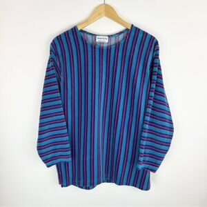 Vintage Issac Elias Striped‎ Velour Tunic Top Size Small